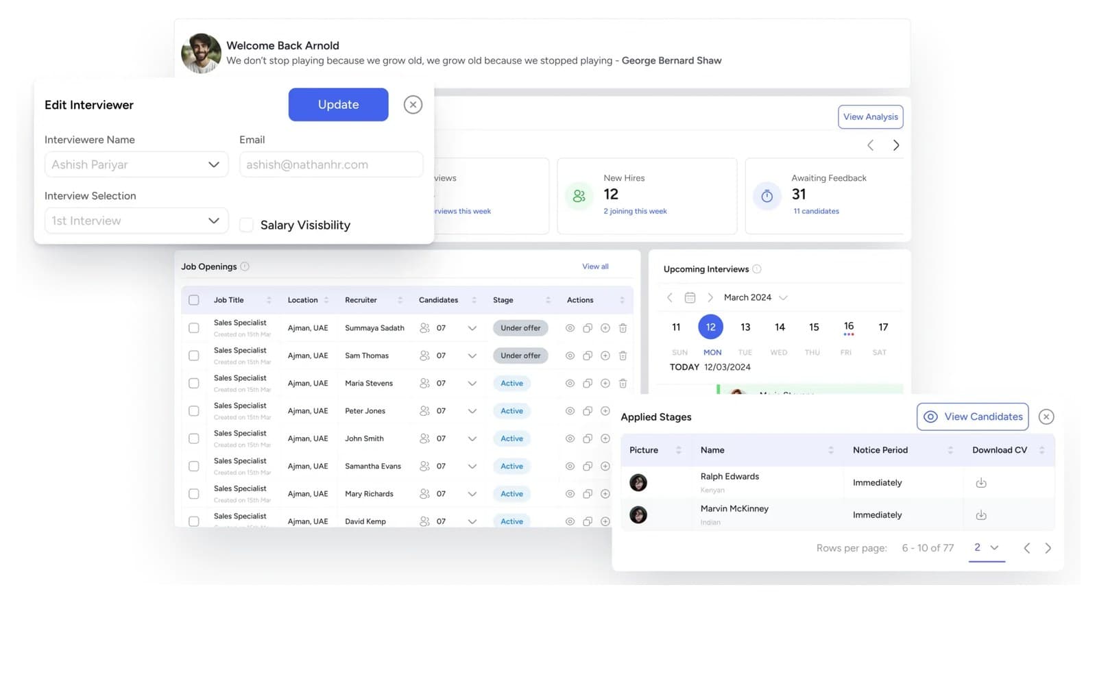 Nathan applicant tracking system job openings and interview schedule