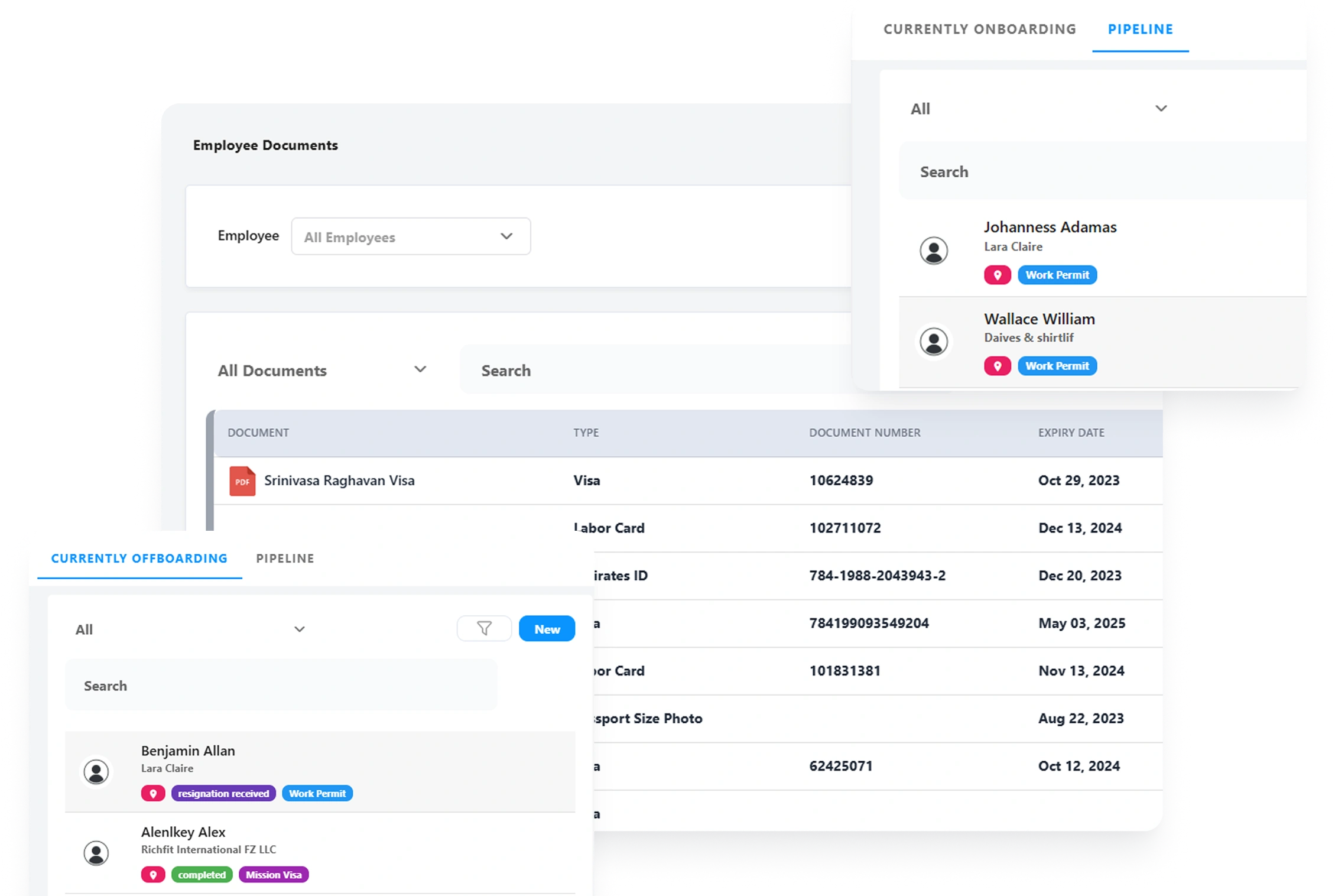 Employer dashboard interface